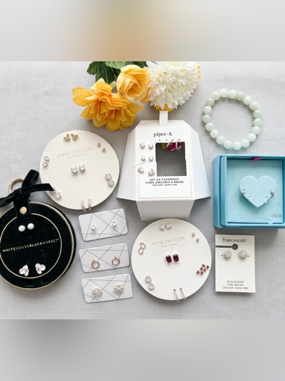 25pc+ Ann Taylor Piper•k Francesca’s studs Cubic Zirconia Stud Earring lot